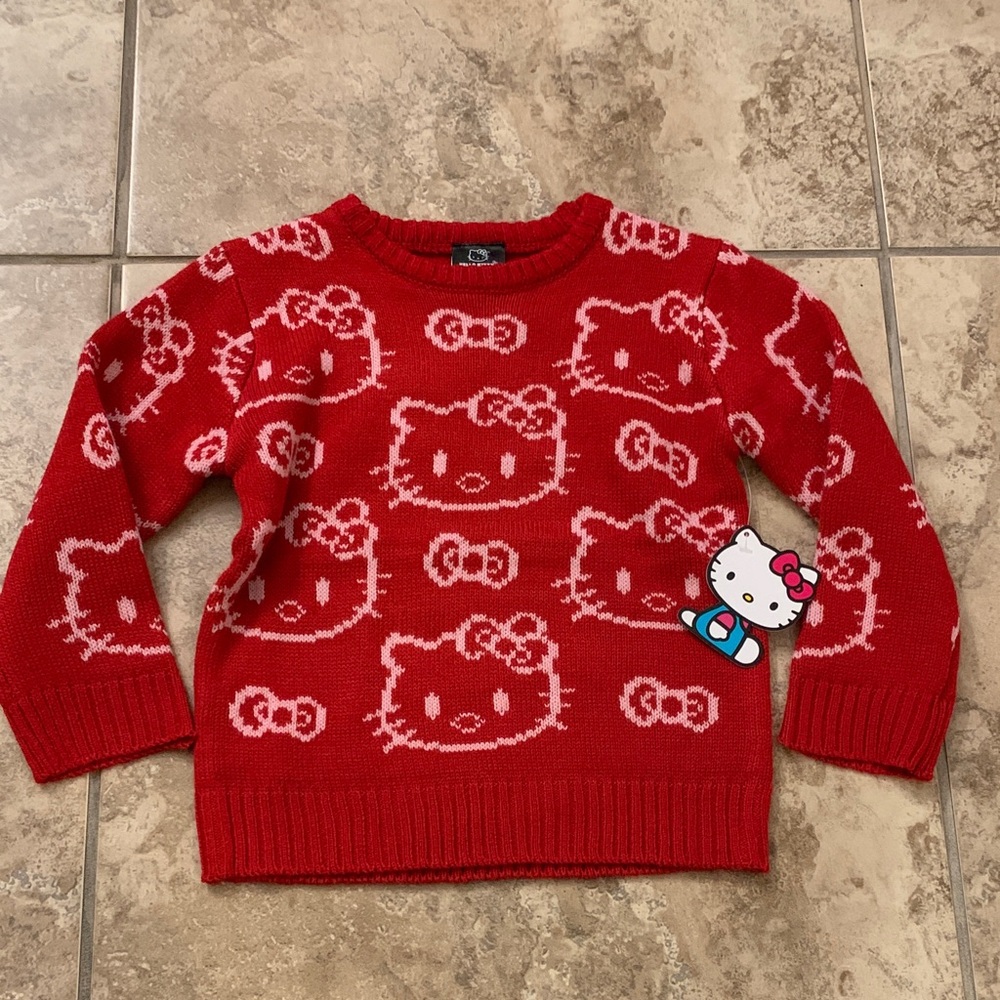Hello Kitty Girls 4T NEW Sweater red pink shirt top knit